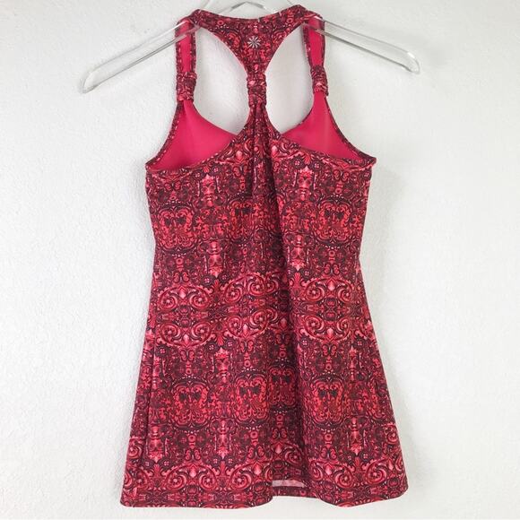 Athleta Fuse Racerback Patterned Activewear Tank Top Lightly Padded Shelf Bra XS - Picture 2 of 9